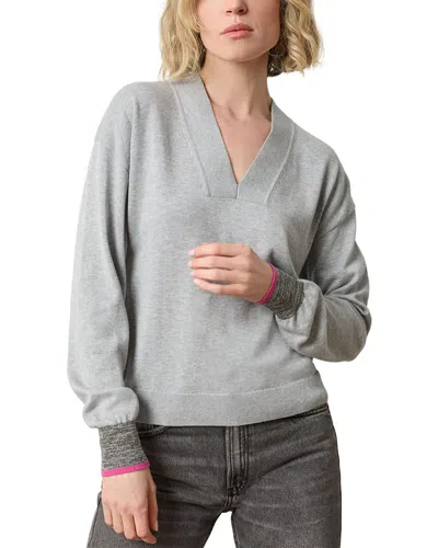 Lilla P V-neck Pullover Sweater In Heather Grey In Gray