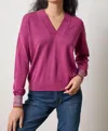 Lilla P V Neck Pullover Sweater In Dahlia In Purple