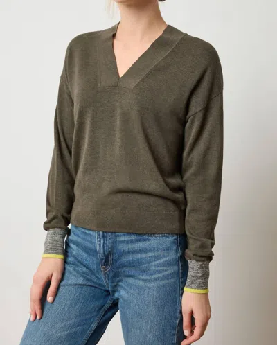 Lilla P V-neck Pullover Sweater In Fir In Brown