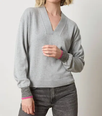 Lilla P V-neck Pullover Sweater In Heather Grey In Gray