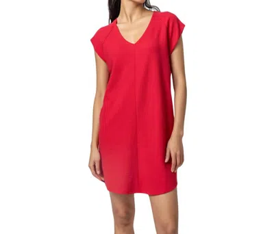 Lilla P V-neck Raglan Dress In Cerise In Red