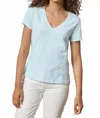 Lilla P V-neck Short Sleeve Back Seam Tee In Spa In Blue
