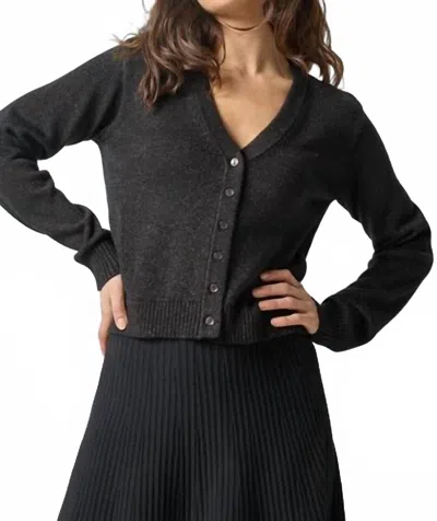 Lilla P V Neck Sparkle Cardigan In Black Sparkle In Grey