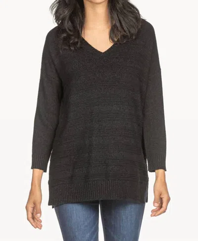 Lilla P V-neck Tunic Sweater In Black