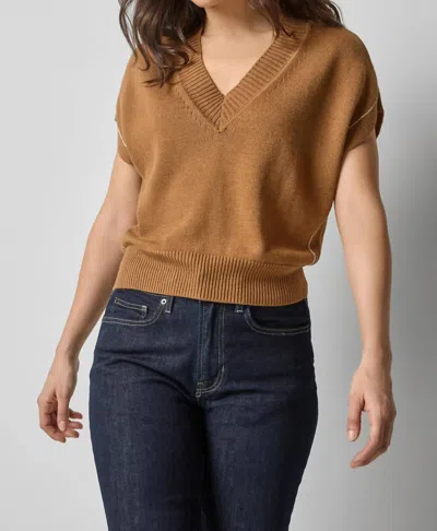 Lilla P V-neck Wedge Sweater In Cork In Multi