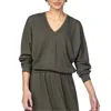 LILLA P V-NECKLINE DOLMAN LONG SLEEVE TOP IN OLIVE