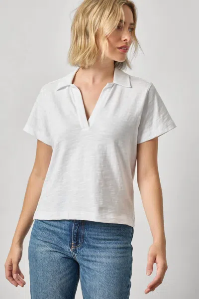 Lilla P Vintage Short Sleeve Polo Shirt In White