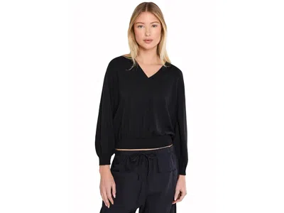 Lilla P V-neck Blouson Sweater Women's Clothing Black: Md, Cotton/linen/polyester In Purple
