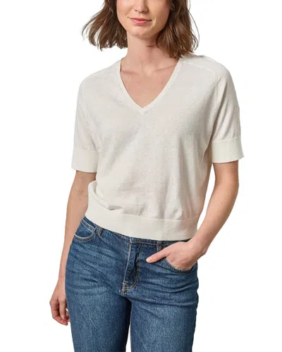 Lilla P V-neck Saddle Sleeve Linen-blend Sweater In White