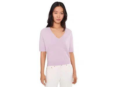 Lilla P V-neck Saddle Sleeve Sweater In Metallic