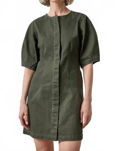 Lilla P Washed Twill Shirt Dress In Juniper In Green