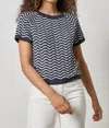 Lilla P Wave Stitch Sweater In Navy Wave In Blue