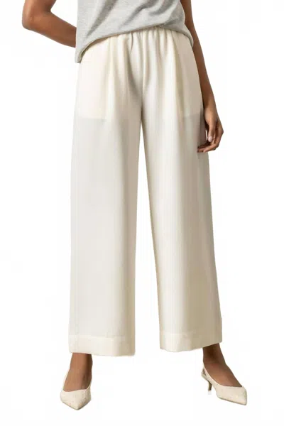 Lilla P Wide Leg Pull On Pant With Pockets In Winter White