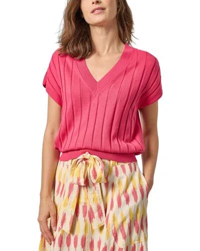 Lilla P Wide Rib Wedge V-neck Sweater