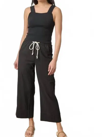 Lilla P Wide Strap Knit Tank Top In Black