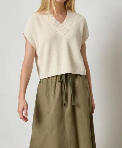 Lilla P Wide Trim V-neck Sweater In Ivory In Neutral