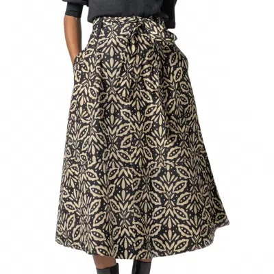 Lilla P Women's Belted Skirt In Khaki Motif In Black