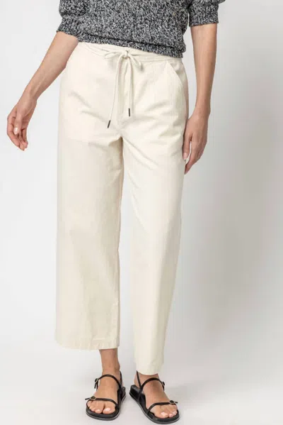 Lilla P Women's Canvas Drawstring Pants In Ecru In White