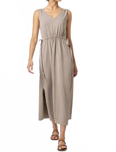 Lilla P Drawcord Waist Maxi Dress In Driftwood In White