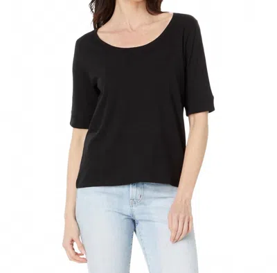 Lilla P Women's Elbow Sleeve Ballet Neck Top In Black