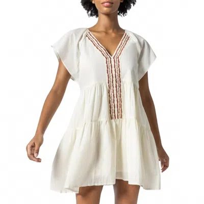 Lilla P Women's Flutter Sleeve Tiered Dress In Ecru In White