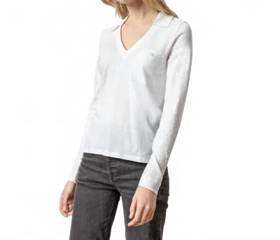 LILLA P WOMEN'S LONG SLEEVE COLLARED V NECK IN WHITE