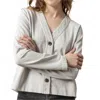 Lilla P Women's Mixed Media Cardigan In Fossil In Gray