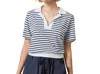 Lilla P Women's Polo Top In Navy Stripe In Blue