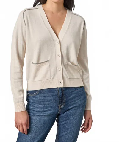 Lilla P Women's Saddle Sleeve V-neck Cardigan In Pearl In Neutral