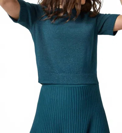 Lilla P Women's Short Sleeve Sparkle Sweater In Deep Sea In Green