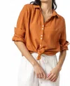 Lilla P Women's Signature Gauze Button Down Shirt In Sienna In Black