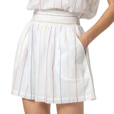 Lilla P Women's Smocked Waist Short Skirt In Multi Stripe In White