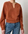 Lilla P Split Neck Raglan Pullover In Chutney In Multi