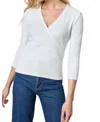 Lilla P Women's Surplice Sweater In White In White