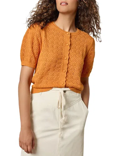 Lilla P Yellow Pointelle Cardigan In Brown