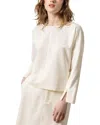 Lilla P Zip Detail Seamed Top In Winter White In White