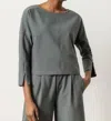 Lilla P Zip Detail Seamed Top In Slate In Grey