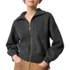 Lilla P Zip Front Polo Cardigan In Graphite In Pink