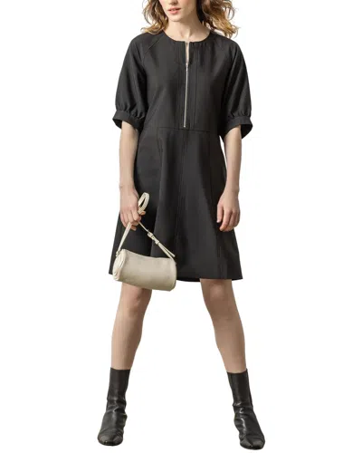 Lilla P Zip Front Flared Dress In Black