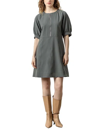 Lilla P Zip Front Flared Dress In Slate In Grey