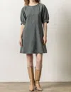 Lilla P Zip Front Flared Dress In Slate In Grey