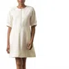 Lilla P Zip Front Flared Dress In Winter White