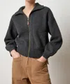 Lilla P Zip Front Polo Cardigan In Graphite In Grey
