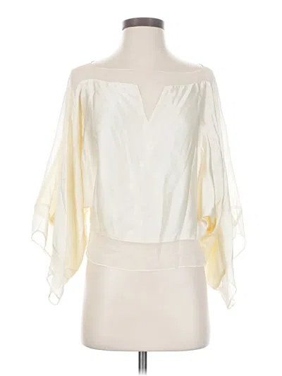 Pre-owned Lillie Rubin 3/4 Sleeve Silk Top Ivory Off The Shoulder Neckline Tops In White