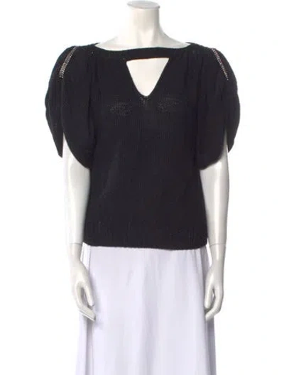 Pre-owned Lillie Rubin Bateau Neckline Sweater In Black