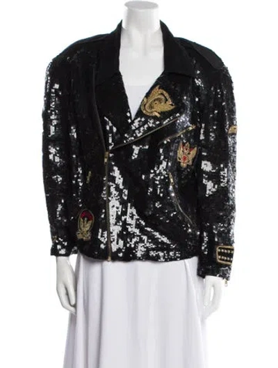 Pre-owned Lillie Rubin Biker Jacket In Black