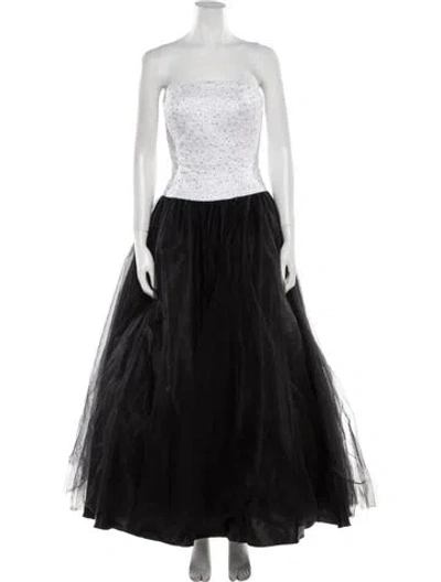 Pre-owned Lillie Rubin Colorblock Pattern Long Dress In Black