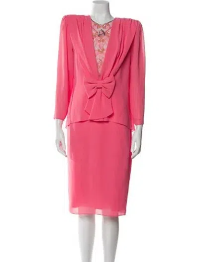 Pre-owned Lillie Rubin Cowl Neck Midi Length Dress In Pink