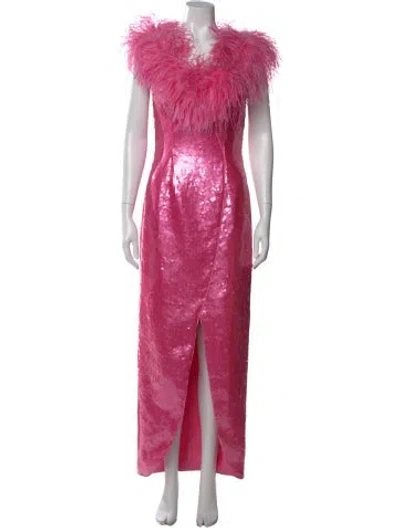 Pre-owned Lillie Rubin Crew Neck Long Dress In Pink