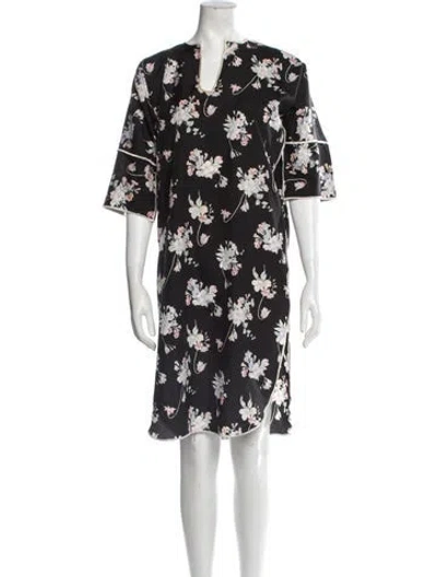 Pre-owned Lillie Rubin Floral Print Knee-length Dress In Black